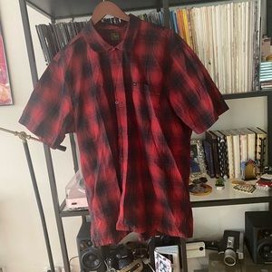 Red plaid Obey short sleeve button up SZ XL